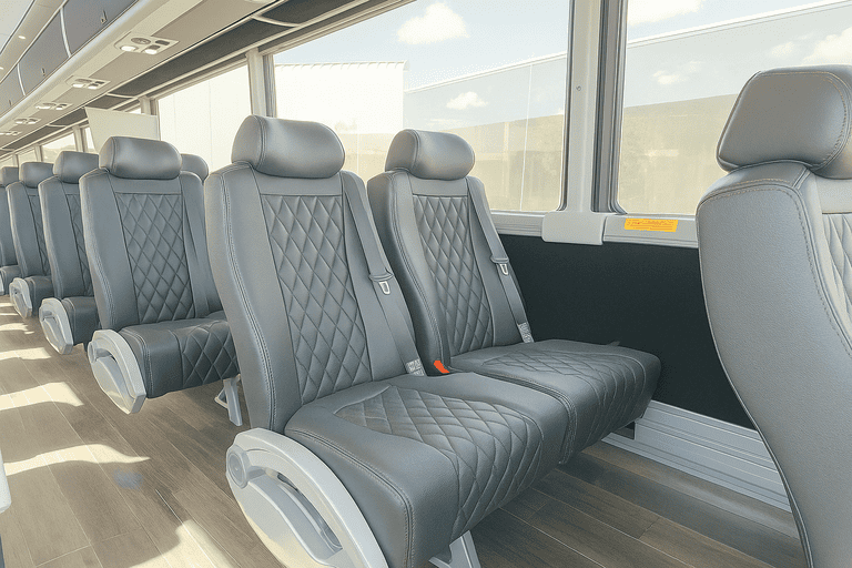 interior of Dayton Minibus Company charter bus