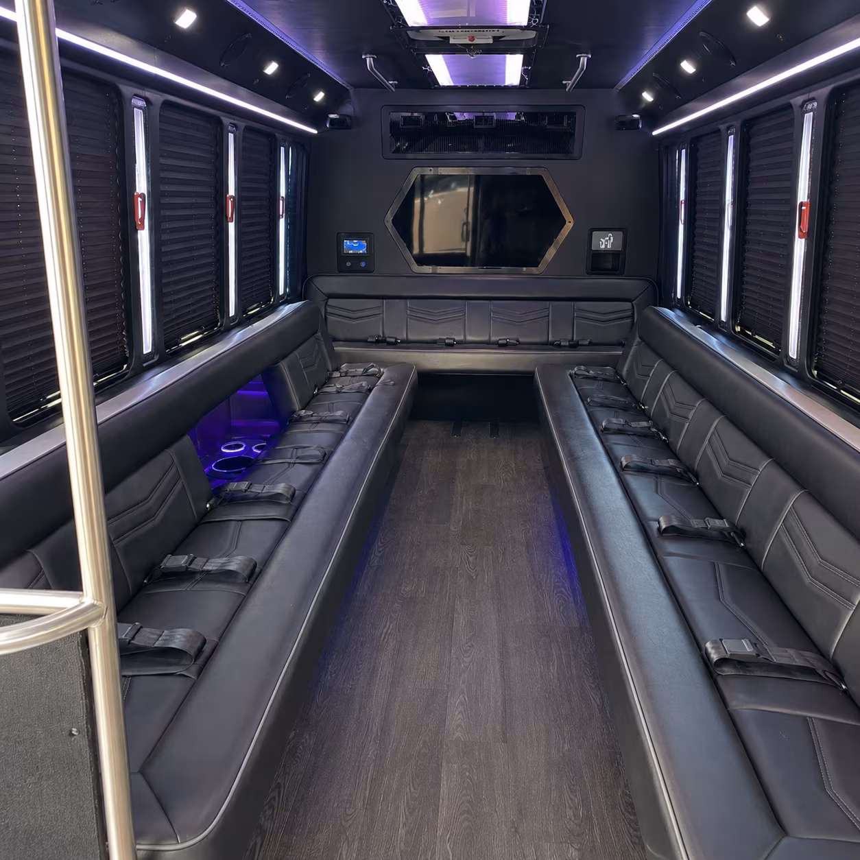 dayton 18 passenger party bus interior