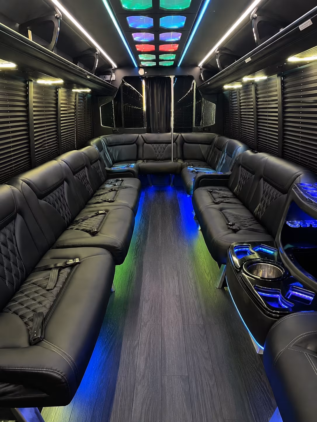 dayton 20 passenger party bus interior