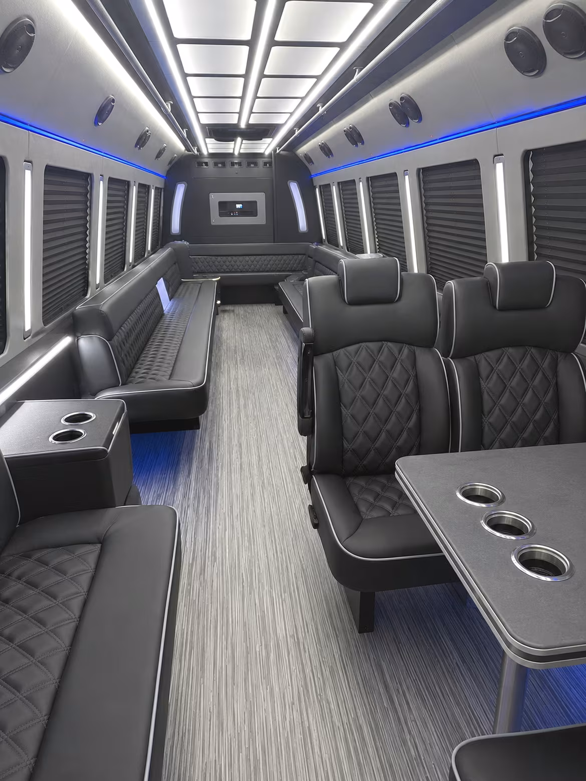 dayton 25 passenger party bus inside