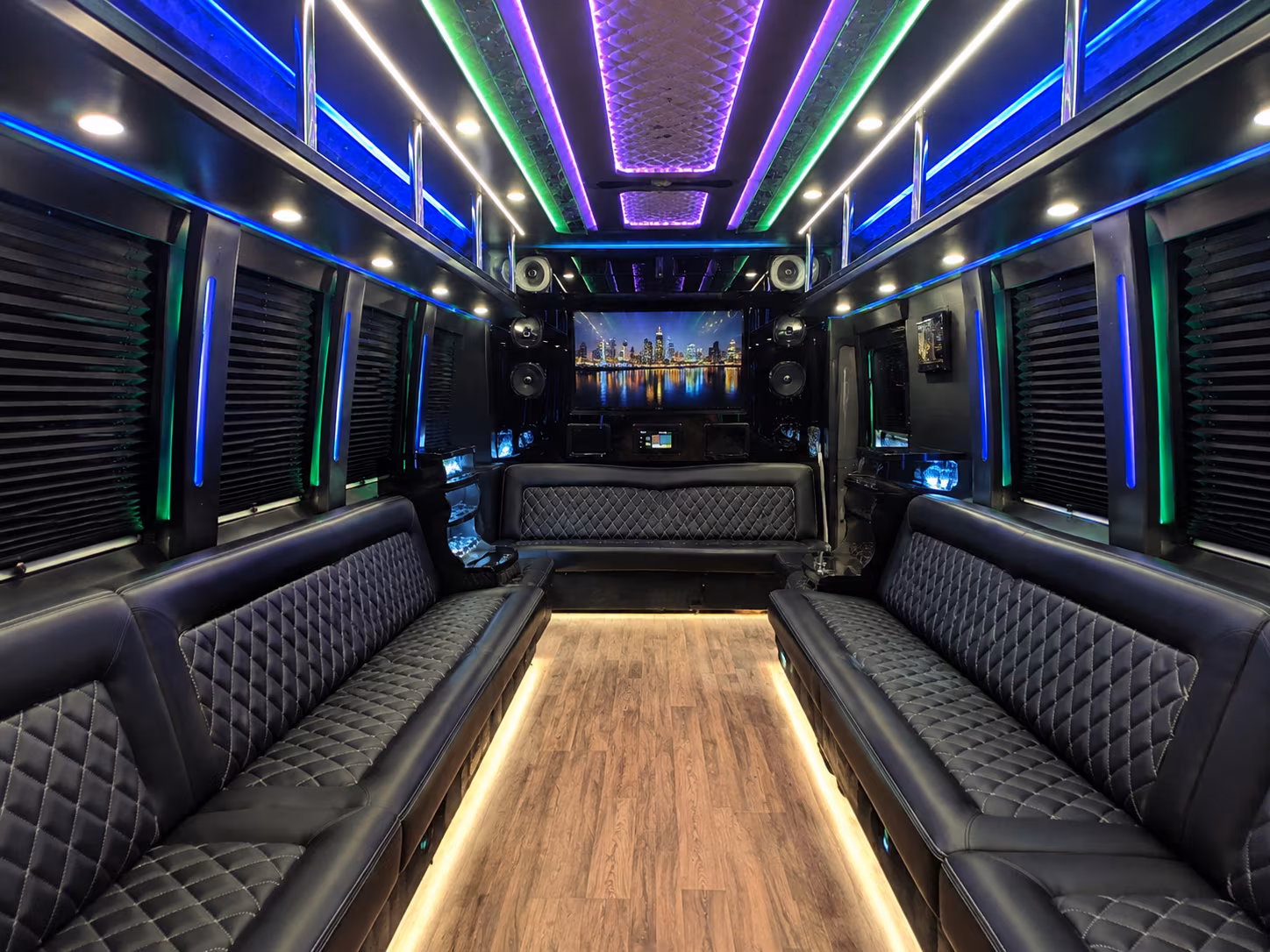 dayton 25 passenger party bus interior