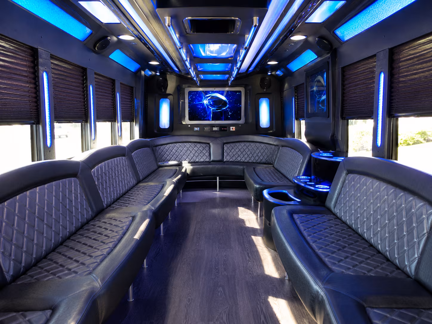 dayton 28 passenger party bus inside