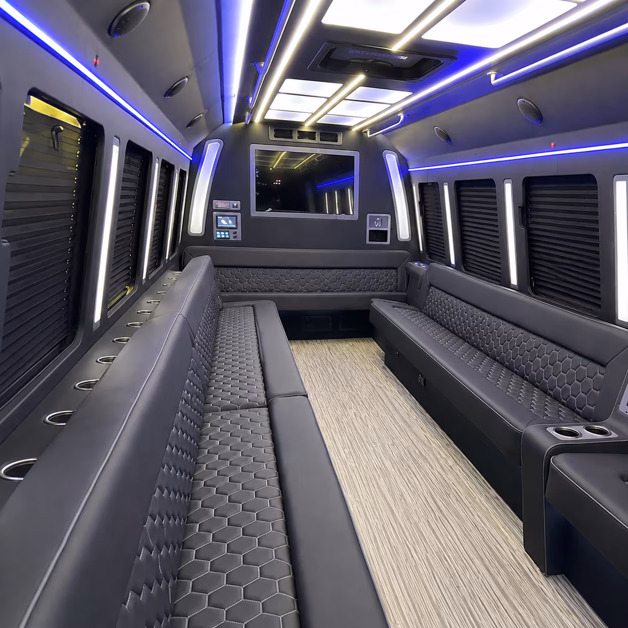 dayton 40 passenger party bus inside