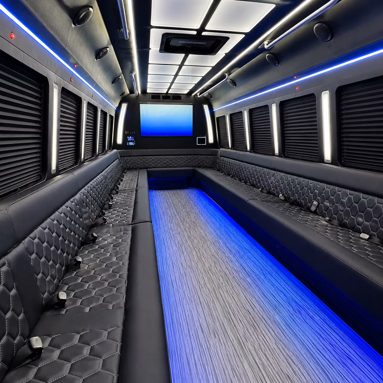 dayton 50 passenger party bus inside